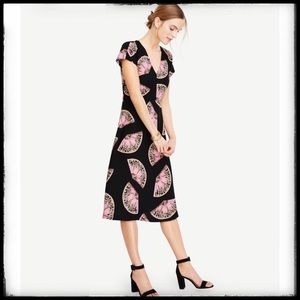 Ann Taylor Woven Dress with Fan Print
